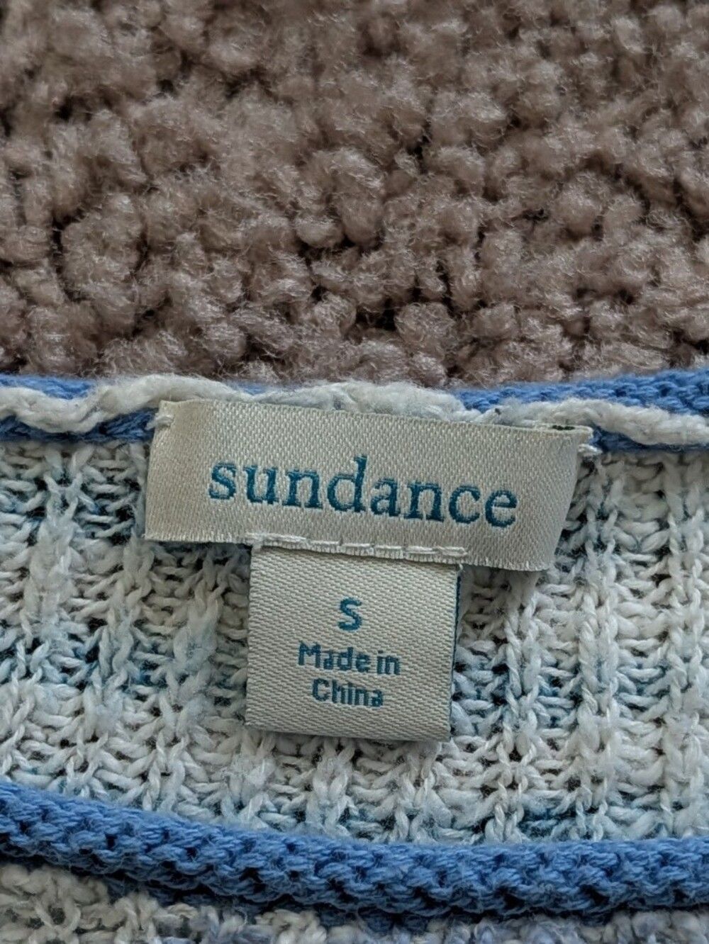 Sundance Womens Blue White Striped Journey Joy Knit Sweater Top Size Small View 3